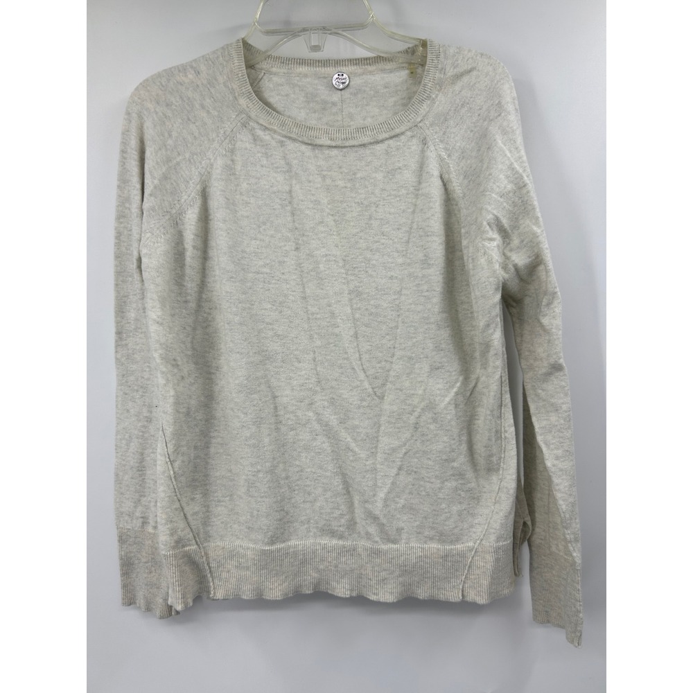 Margaret O'Leary Womens Oatmeal Heather Grey 100% Cotton Raglan Pullover Sweater